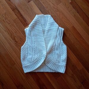 Forever 21 Cream Cable Knit Sweater Cropped Vest with button M